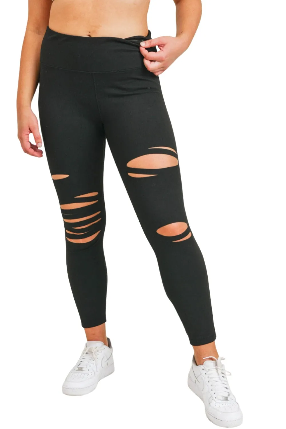 Mono B Shredded Legging  APH6216 Plus