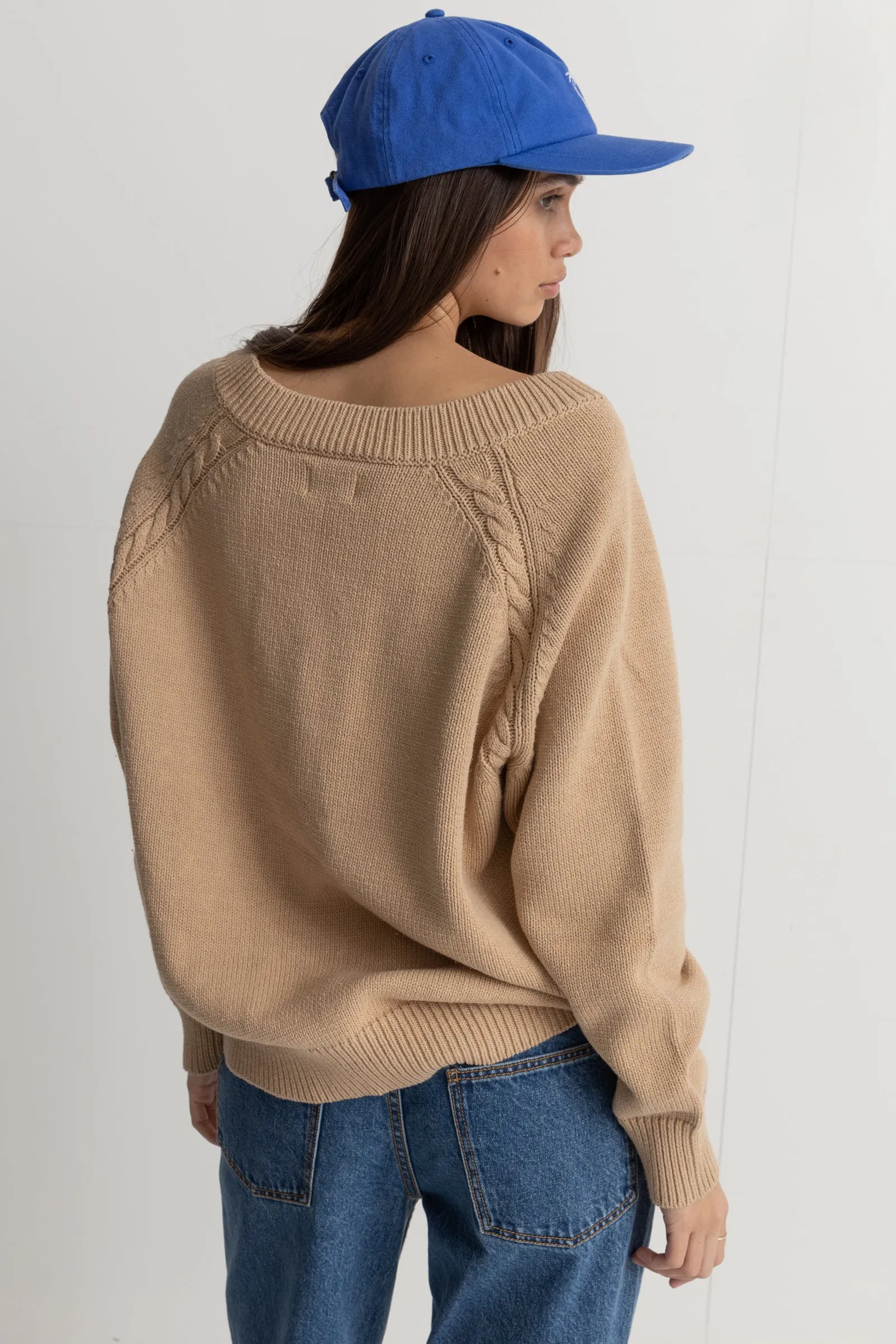 Moonstone Oversized V Neck Latte