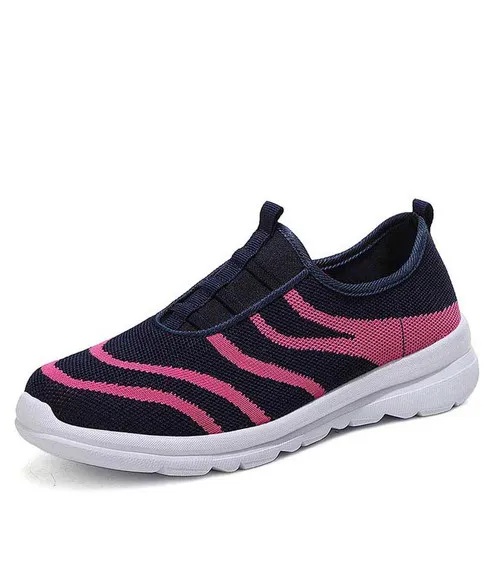 Navy stripe pattern casual slip on shoe sneaker