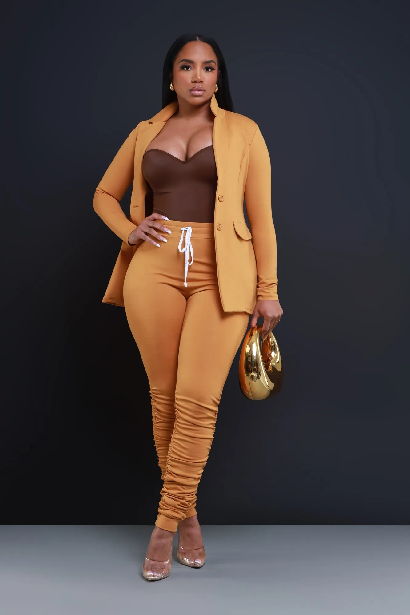 Now Or Never Ruched Leggings - Mustard