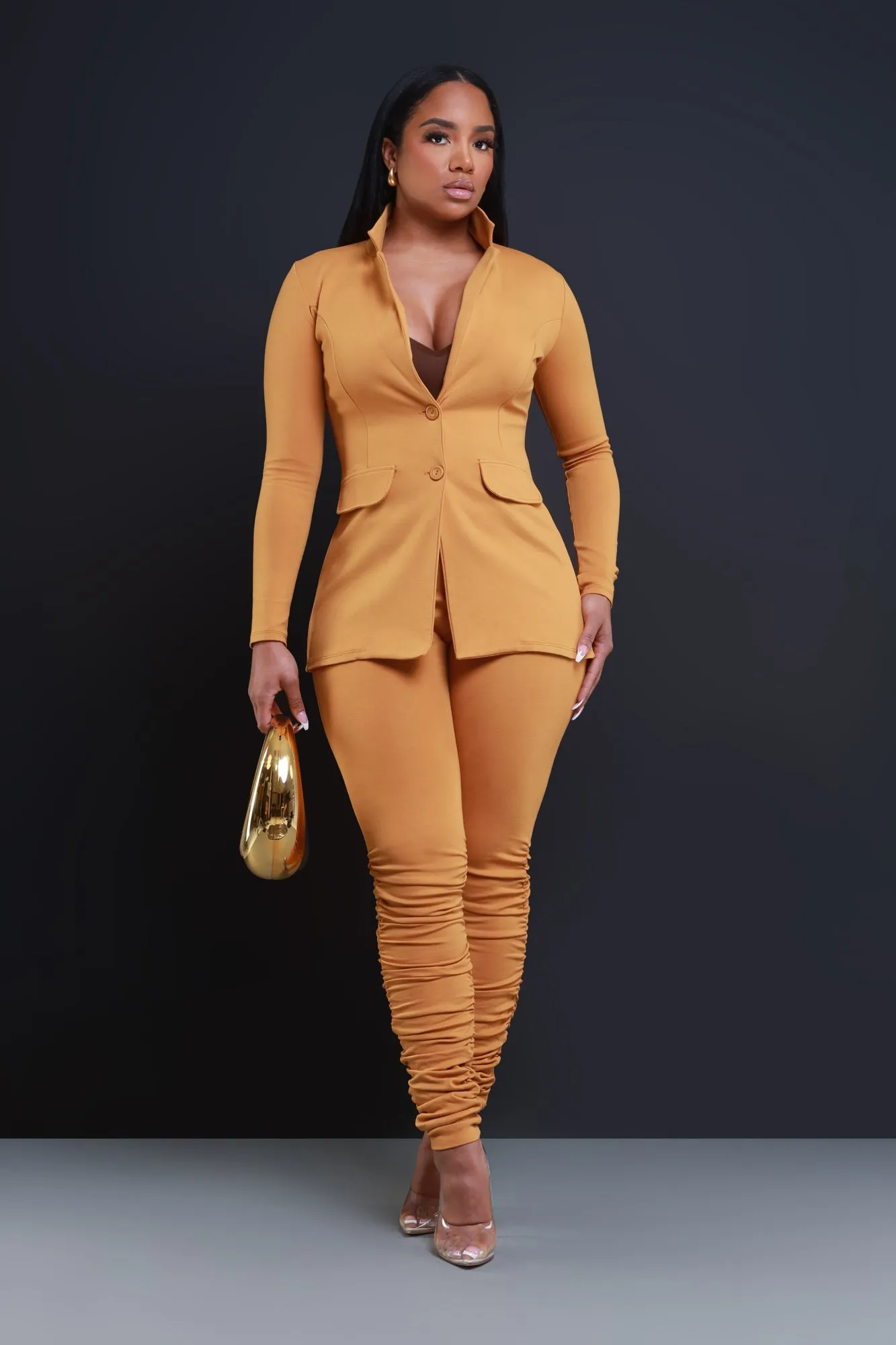 Now Or Never Ruched Leggings - Mustard