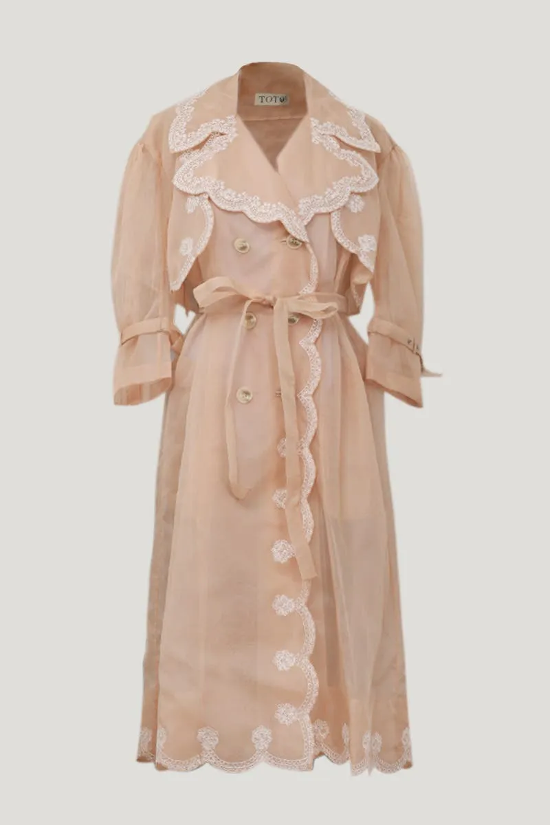 Nude Silk Organza Coat