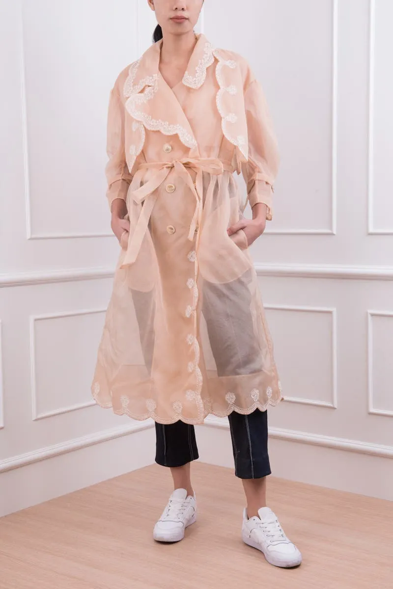 Nude Silk Organza Coat