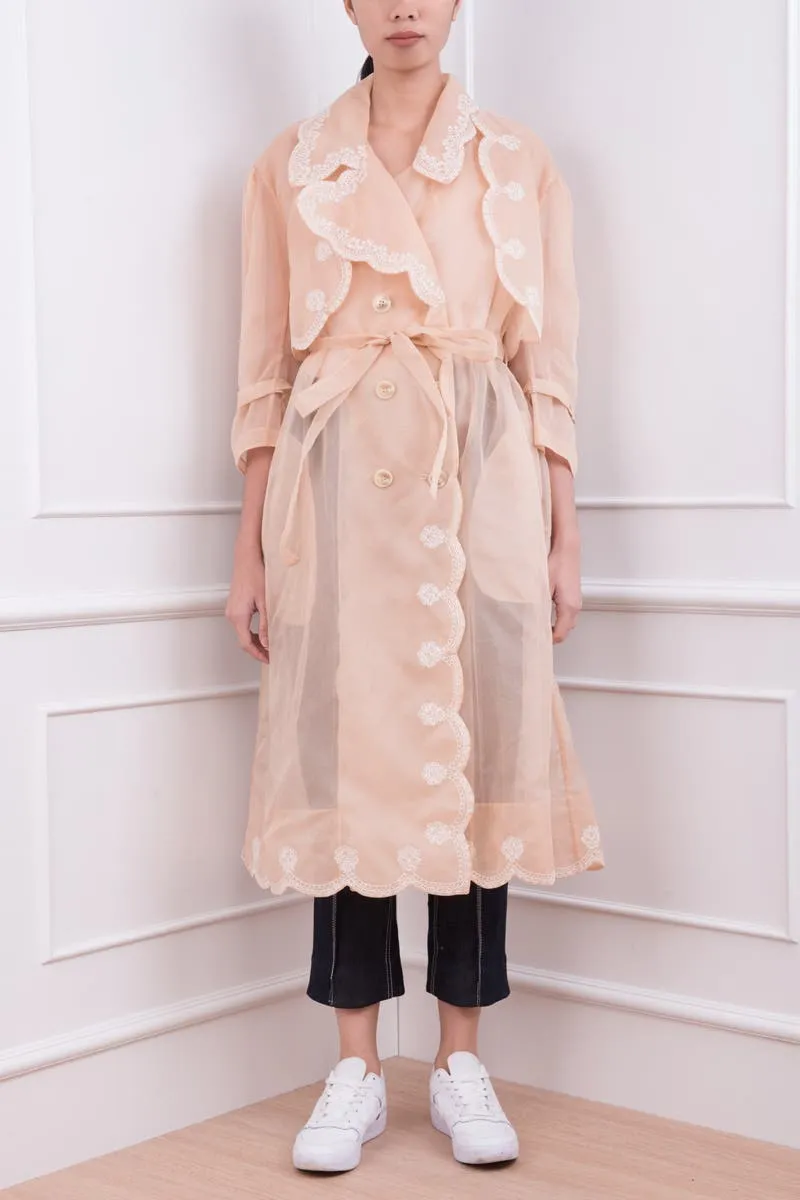 Nude Silk Organza Coat