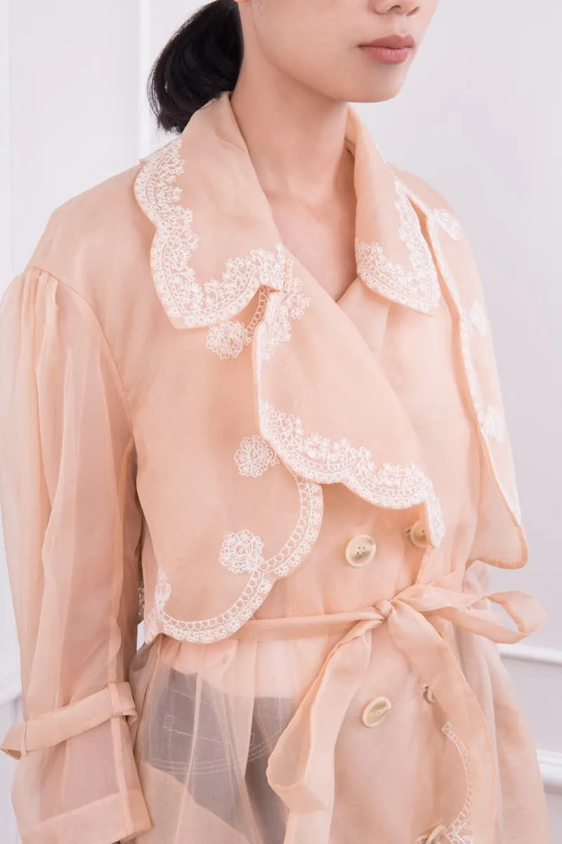 Nude Silk Organza Coat