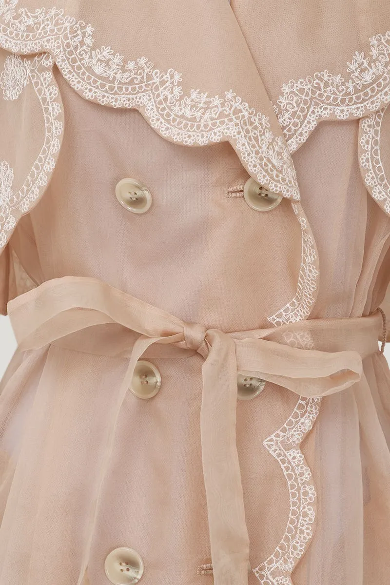 Nude Silk Organza Coat