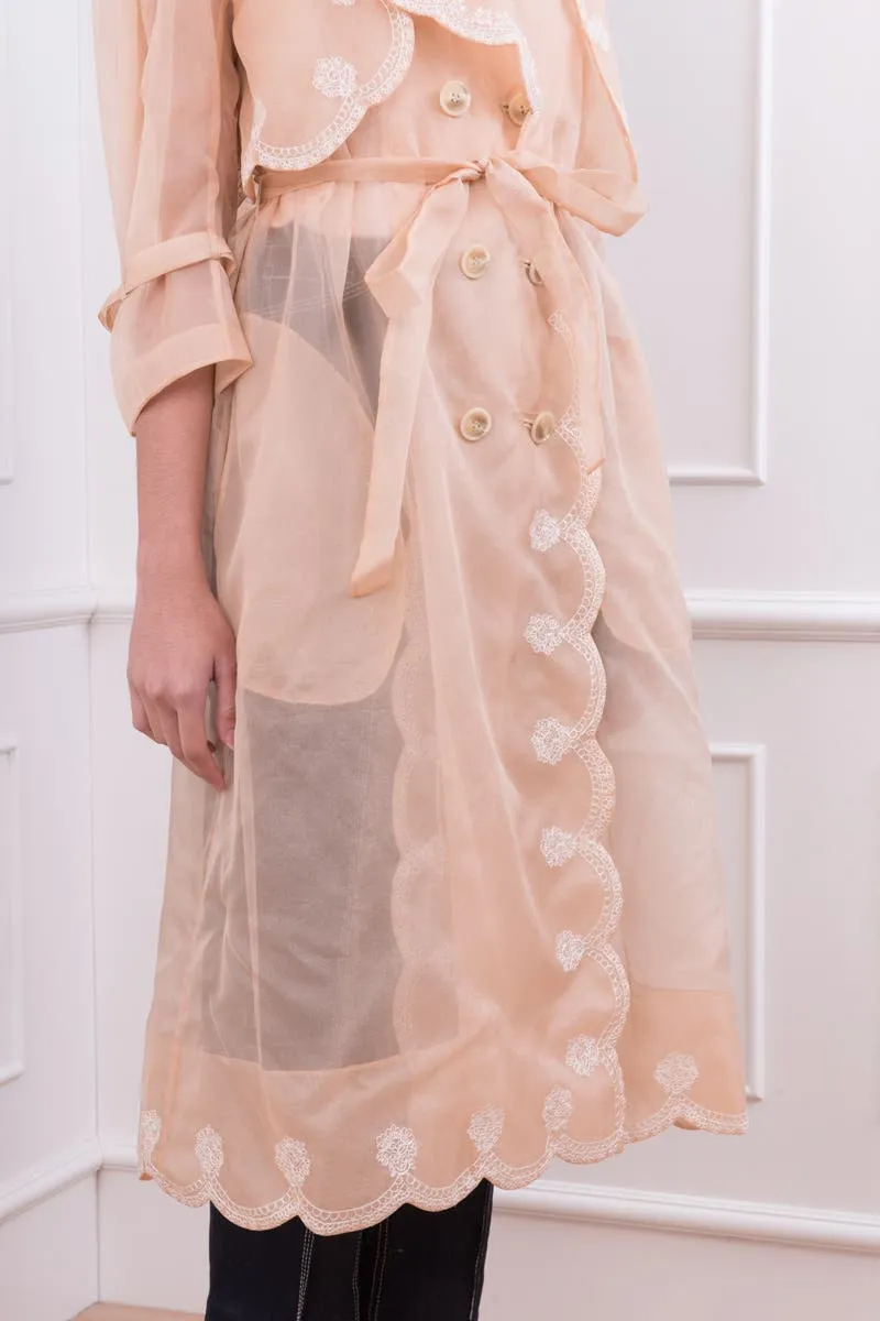 Nude Silk Organza Coat