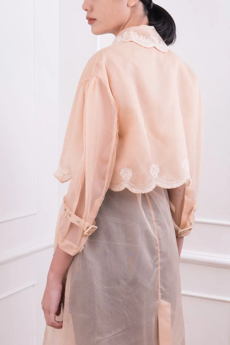 Nude Silk Organza Coat