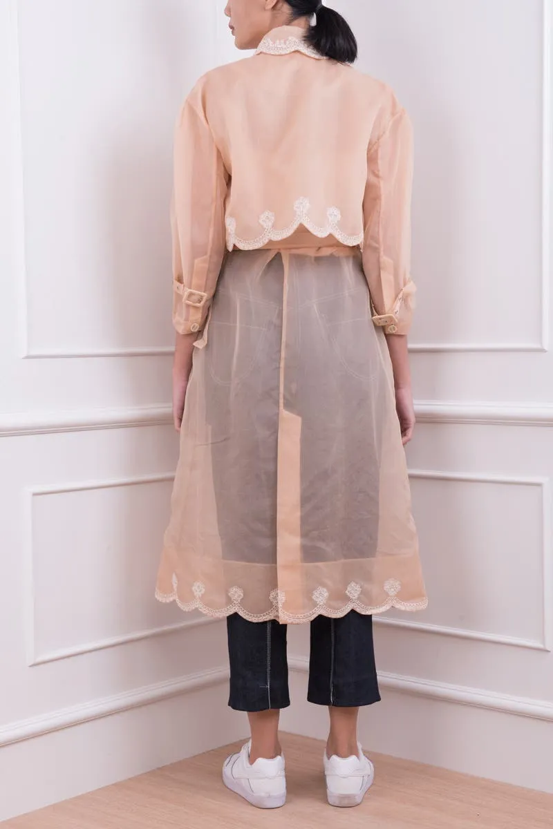 Nude Silk Organza Coat