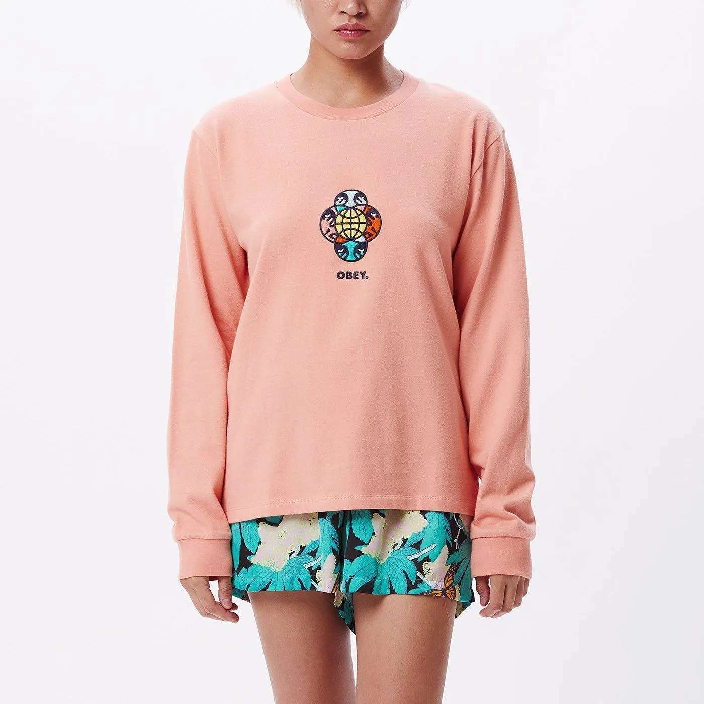 Obey Otis Long Sleeve Tee in Melon