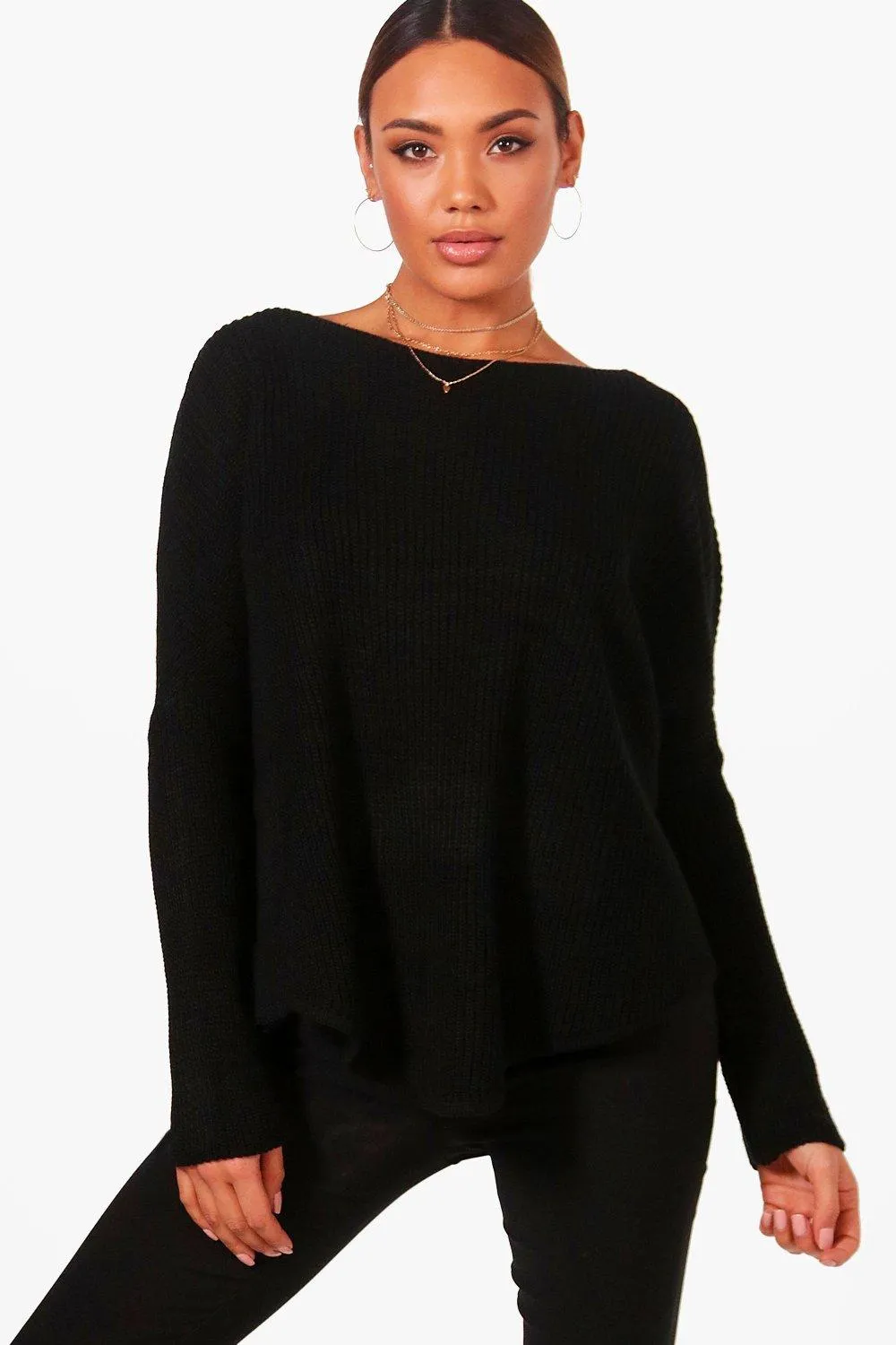 Oversized Curved Hem Sweater