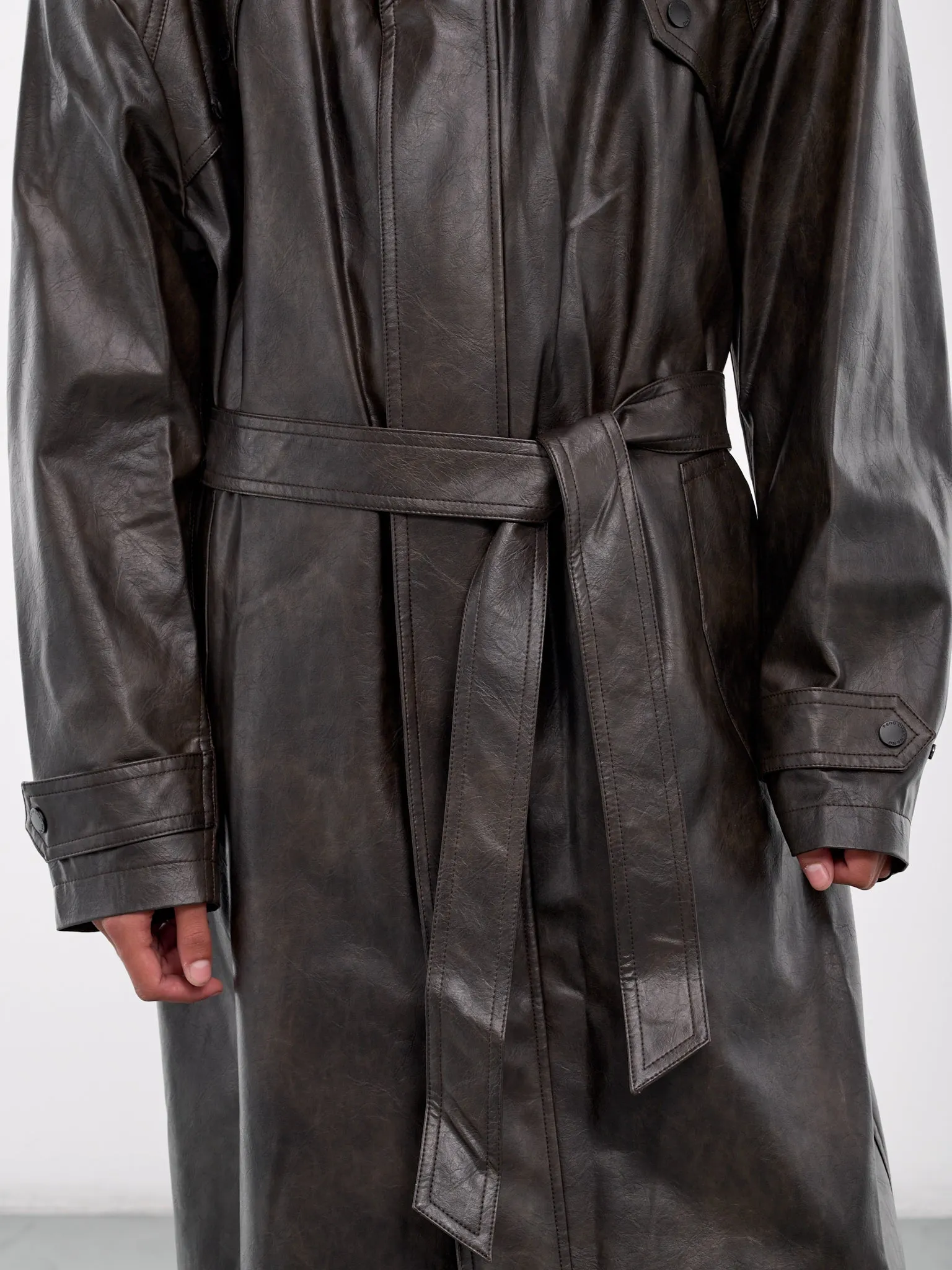 Oversized Faux Leather Coat (FMF18CT05-BLACK-BROWN)