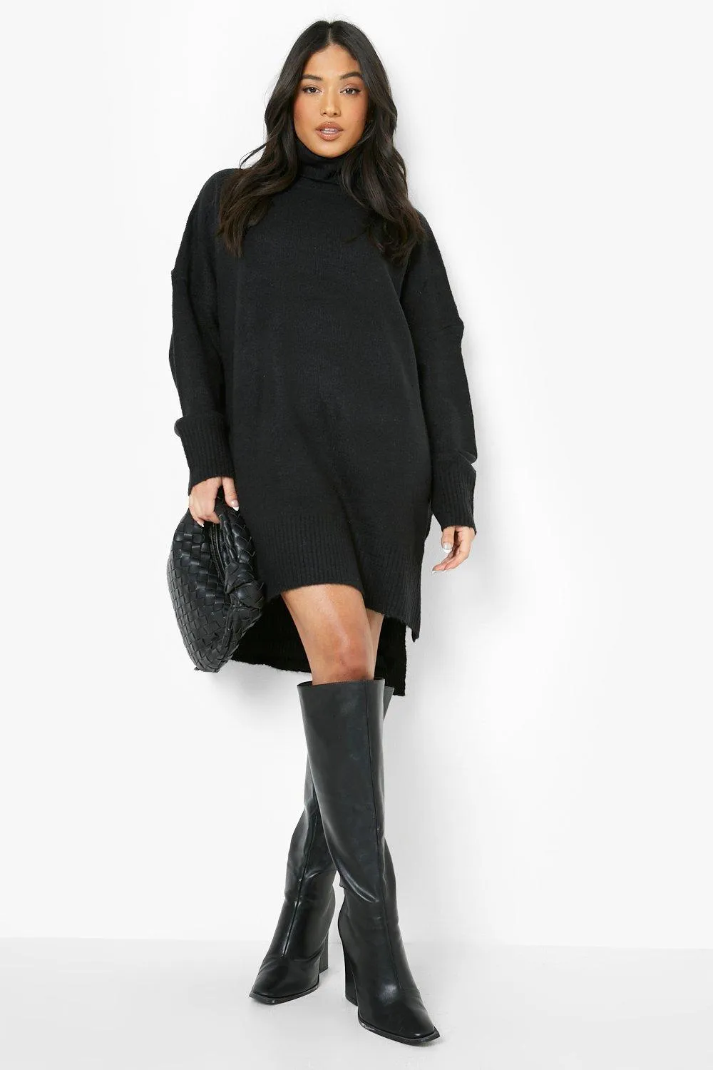 Petite Turtleneck Oversized Sweater Dress