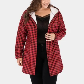 Plus Size Red Plaid Coat | Chic Lover - Plus Size Clothing