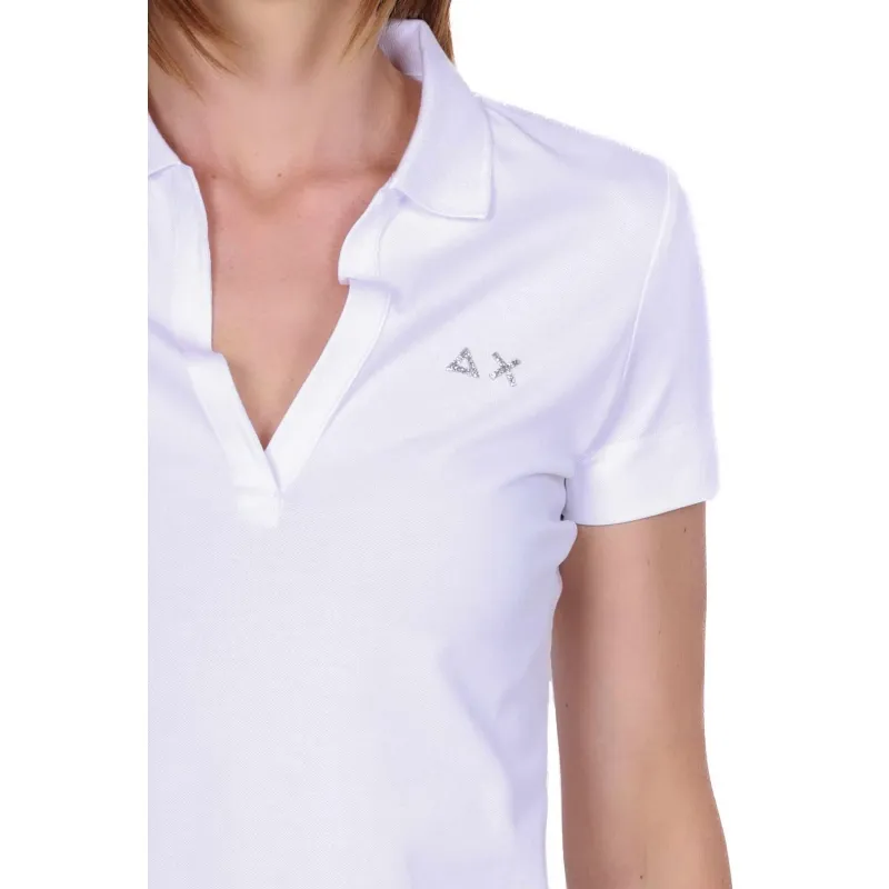 POLO DONNA MANICHE CORTE IN PIQUET STRETCH, BIANCO