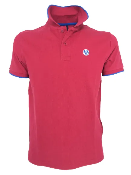 POLO ROSSA CON DETTAGLI BLU 100% COTONE