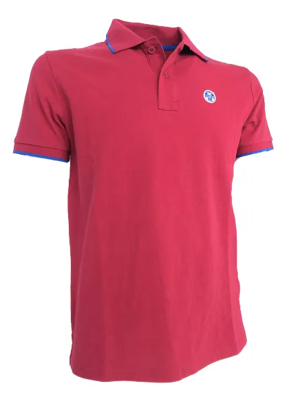 POLO ROSSA CON DETTAGLI BLU 100% COTONE