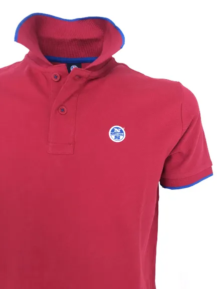 POLO ROSSA CON DETTAGLI BLU 100% COTONE