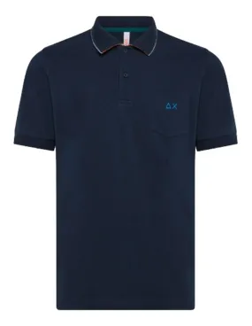 Polo Sun68 uomo a3210907 logo stripes under collar blu PE22