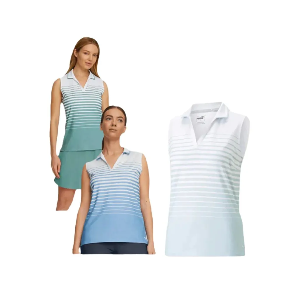 Puma Ladies MATTR Sleeveless Stripe Golf Polo