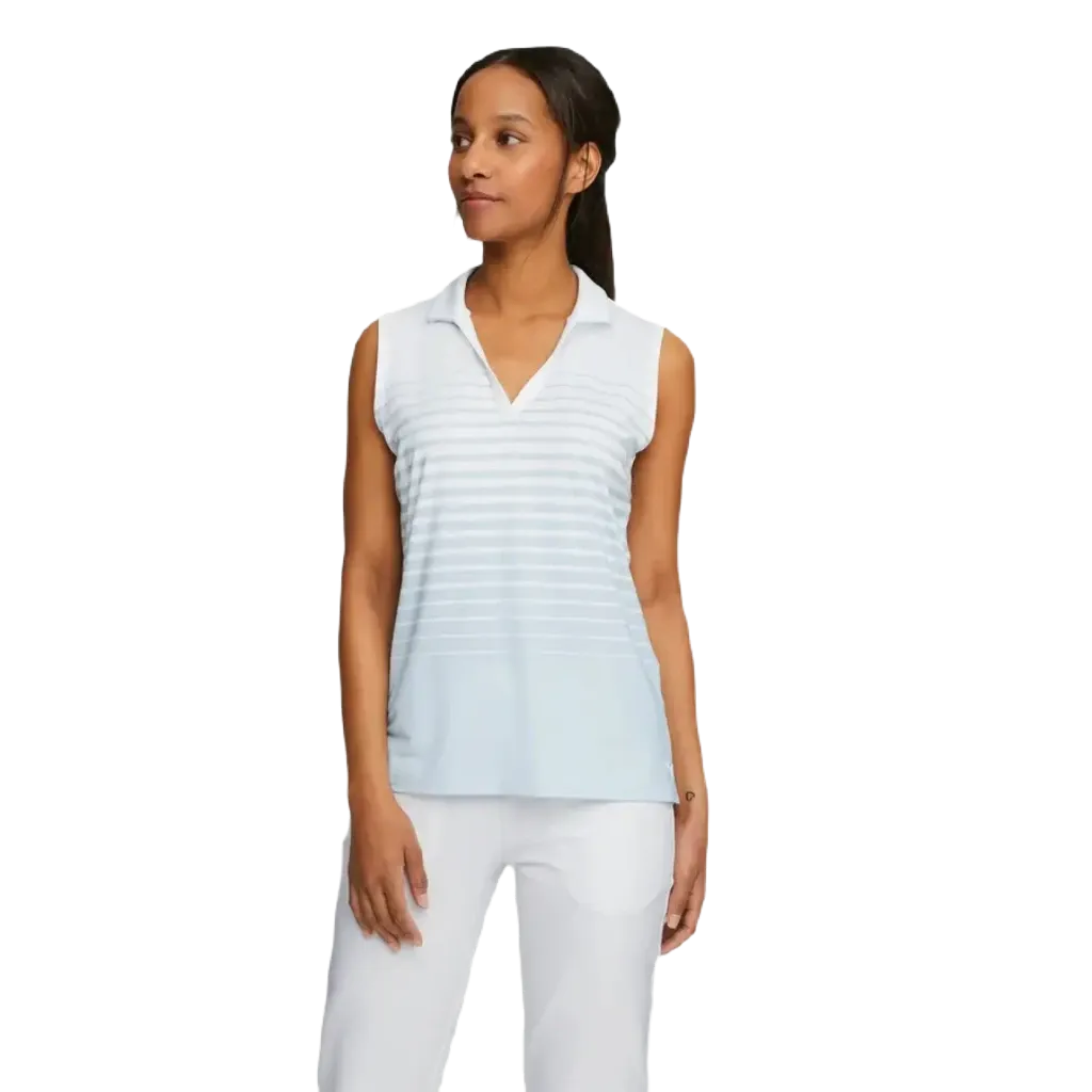 Puma Ladies MATTR Sleeveless Stripe Golf Polo