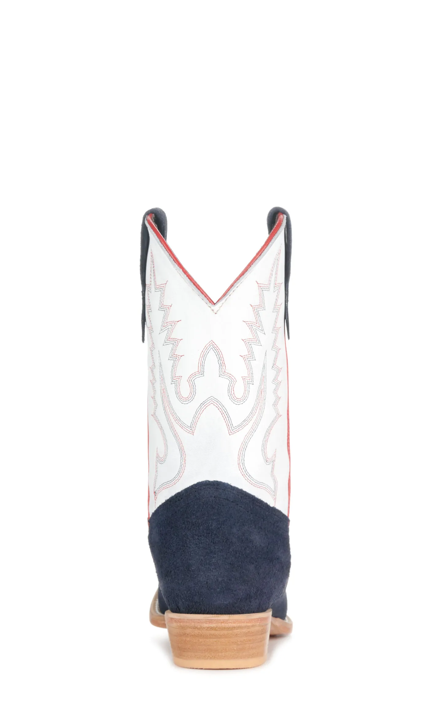 R. Watson Youth White and Navy Suede Punchy Square Toe Cowboy Boots