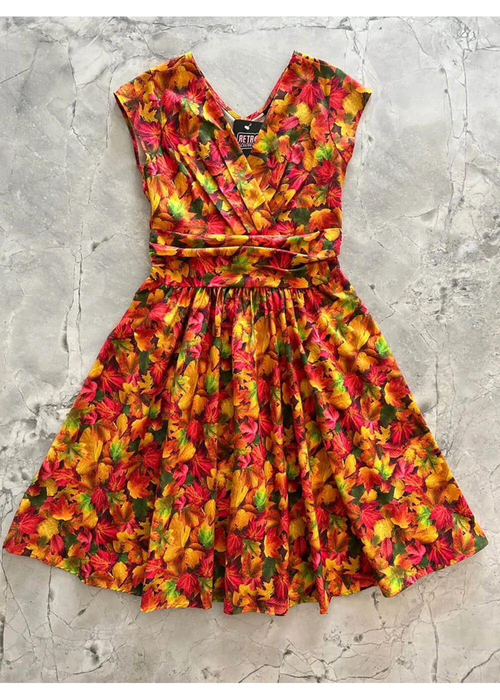 Retrolicious Greta Fall Foliage 50's Swing Dress Multi