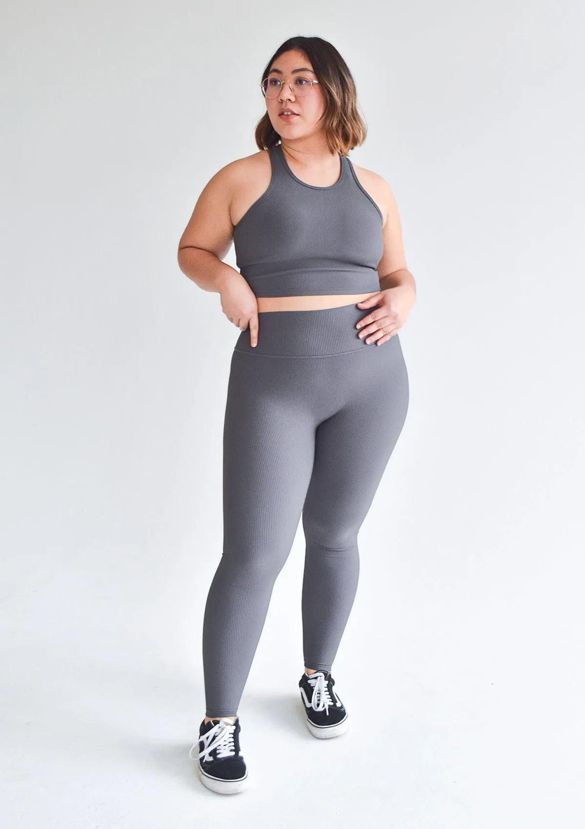 Ribbed Leggings - Stone