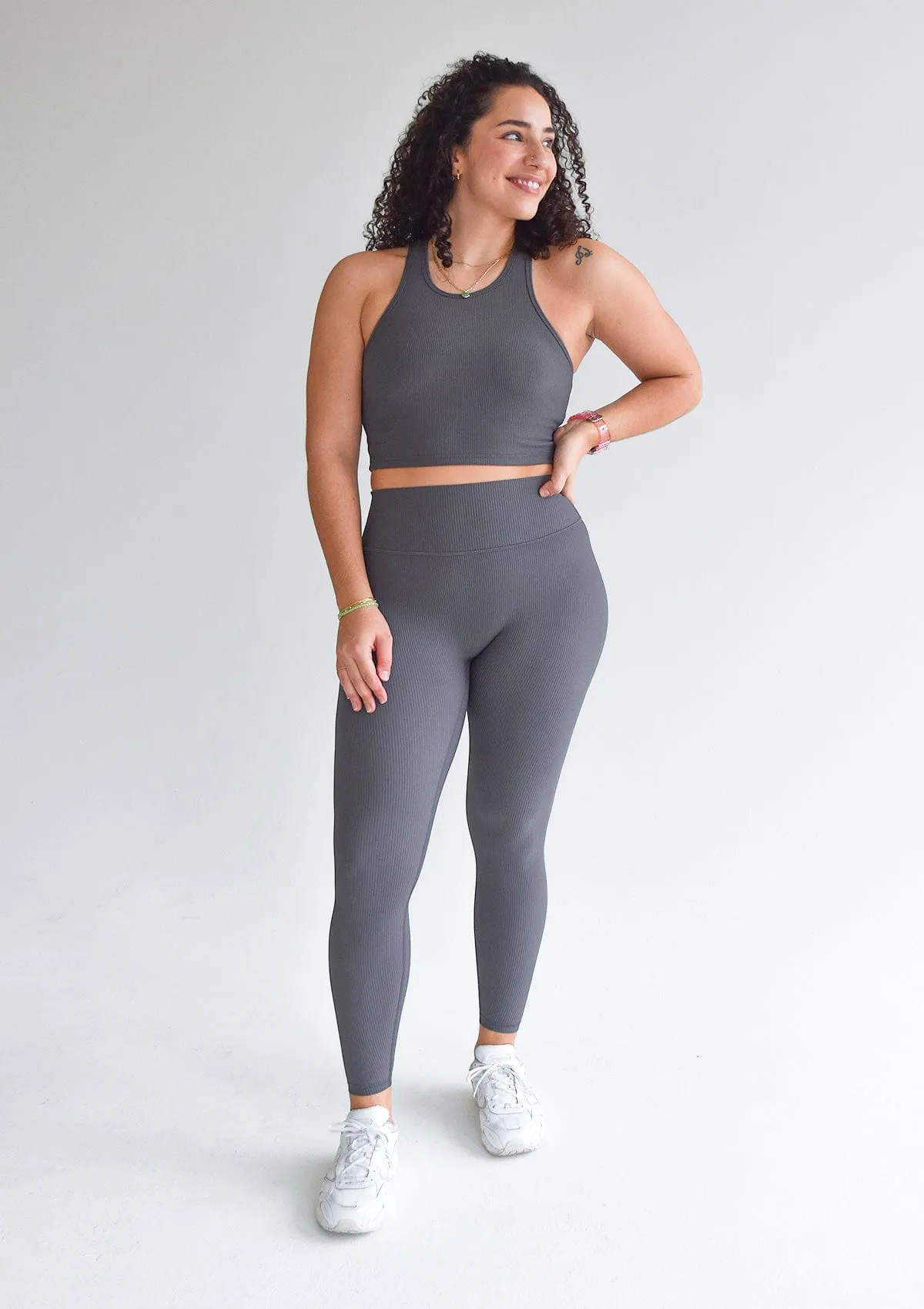 Ribbed Leggings - Stone