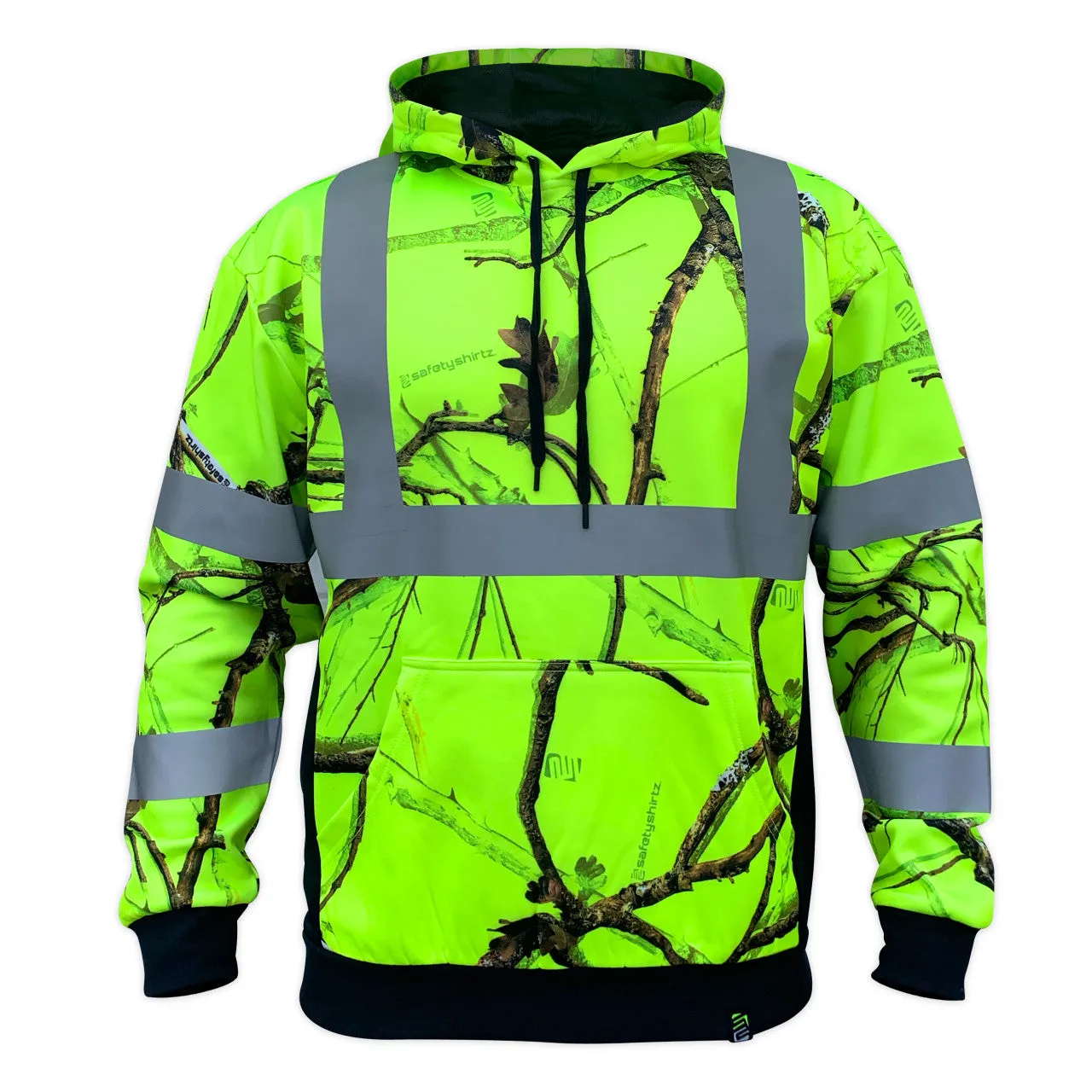 Safety Shirtz SS360° Backwoods Camo Yellow (Safety Green) Class 3 Type-R Reflective Safety Hoodie