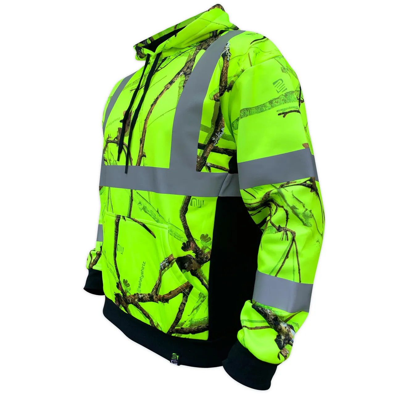 Safety Shirtz SS360° Backwoods Camo Yellow (Safety Green) Class 3 Type-R Reflective Safety Hoodie