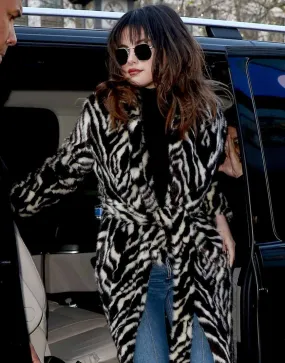 Selena Gomez Belted Fur Coat - ujackets