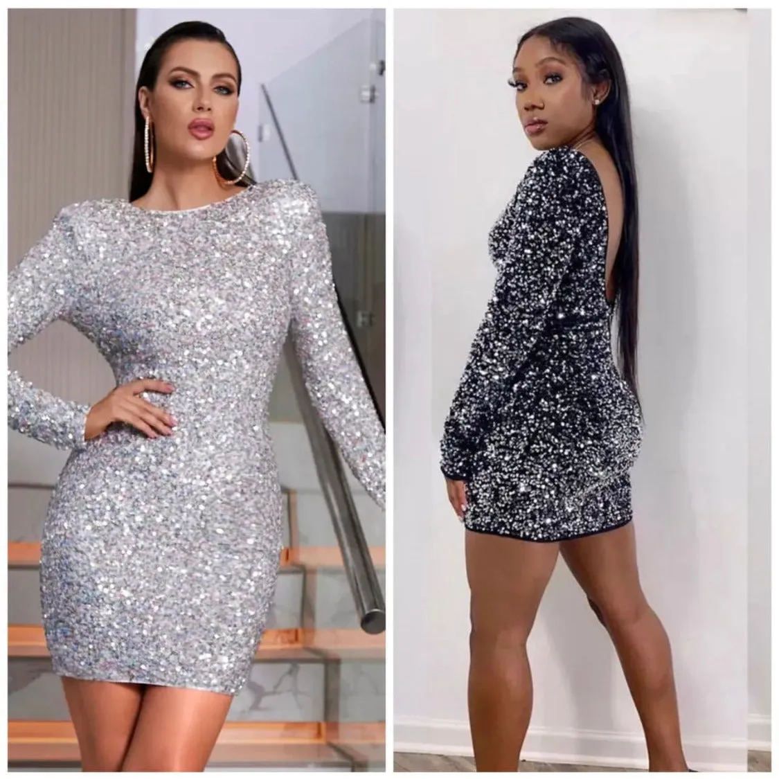 Sequin backless bodycon mini dress