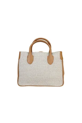 Shopping bag in raffia e pelle