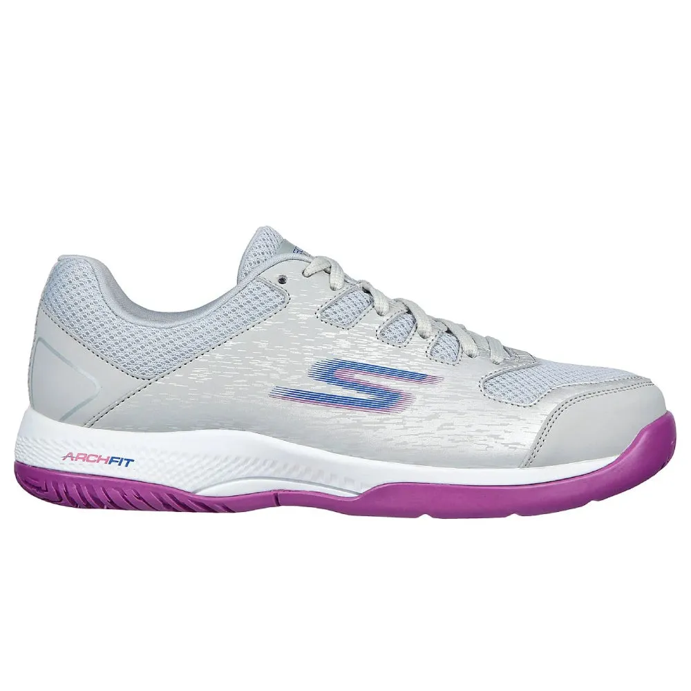 SKECHERS Women's Viper Court Pickleball Tennis Shoe (Gray/Purple)