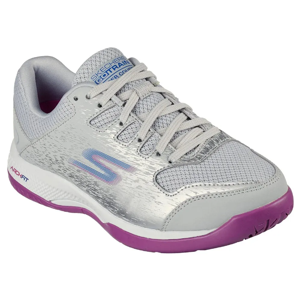 SKECHERS Women's Viper Court Pickleball Tennis Shoe (Gray/Purple)