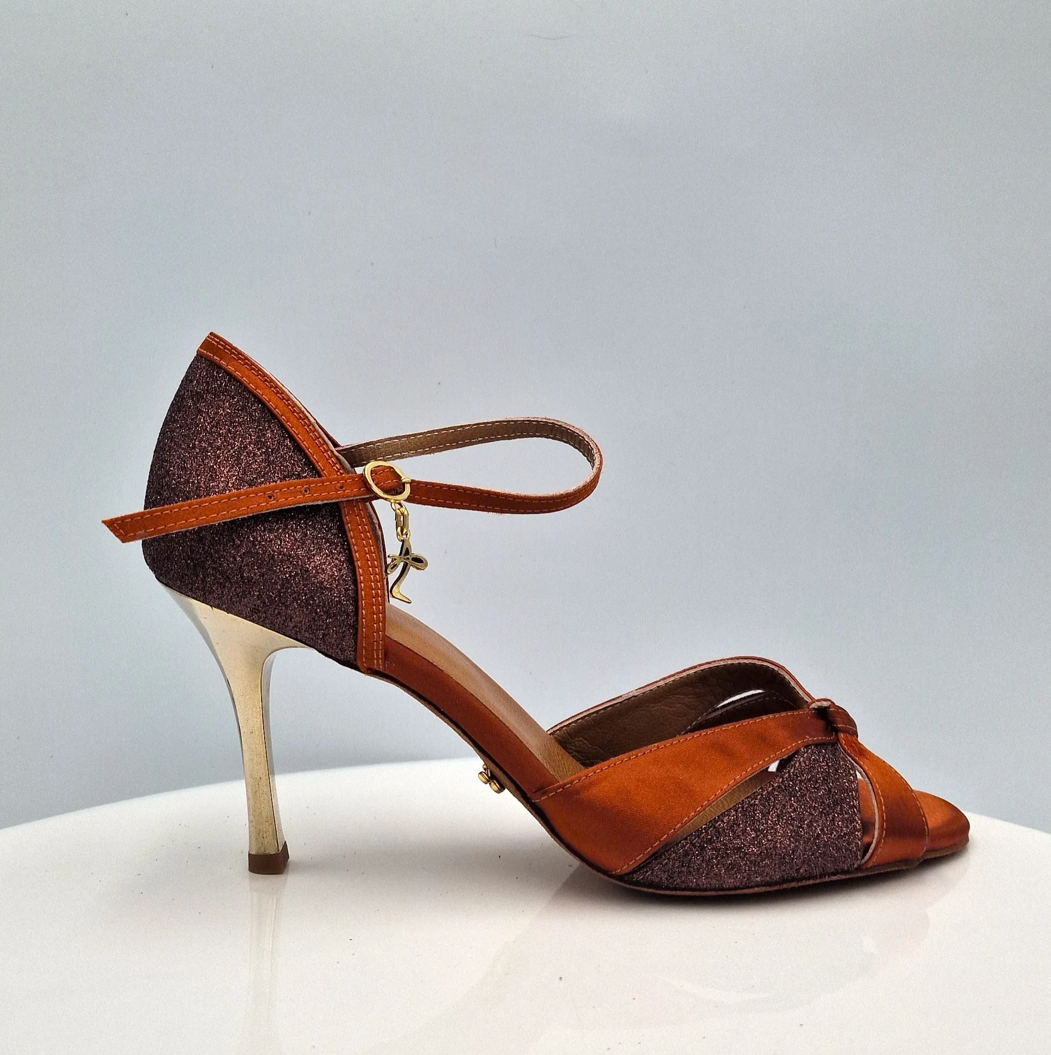 Spica Brown Glitter Skin Heel 7cm