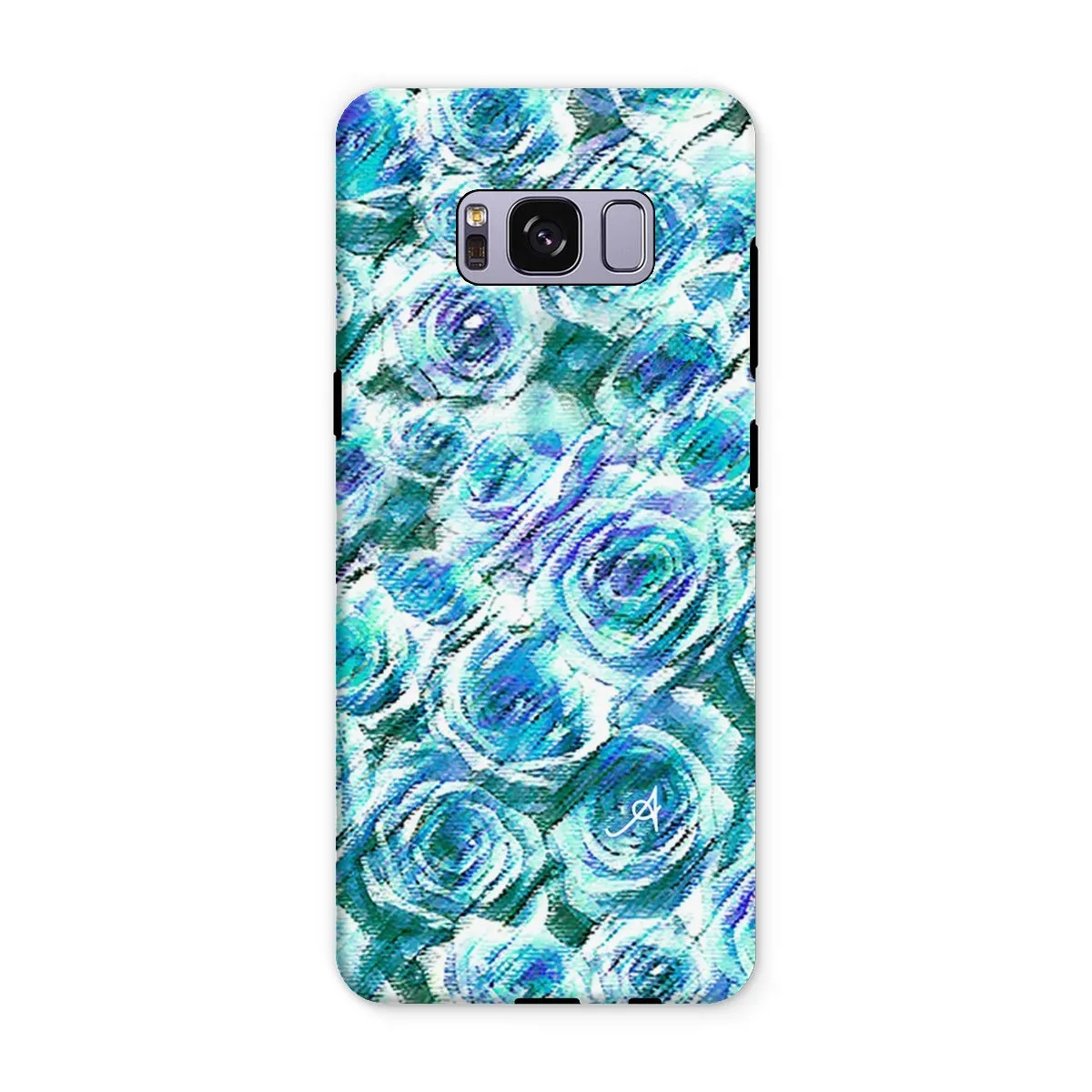 Textured Roses Blue Amanya Design Tough Phone Case