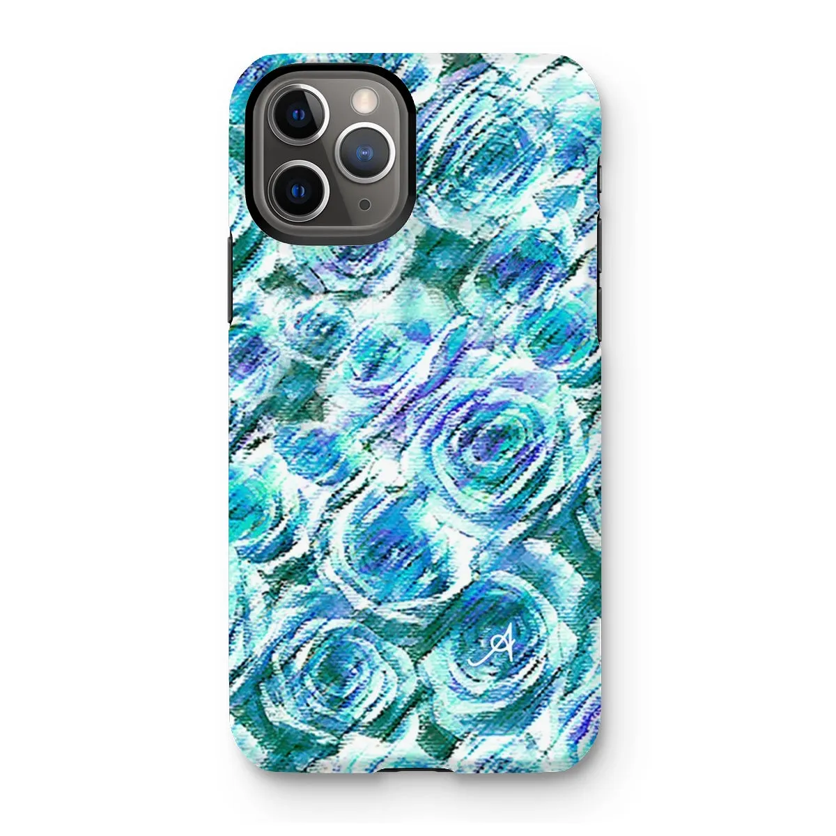 Textured Roses Blue Amanya Design Tough Phone Case