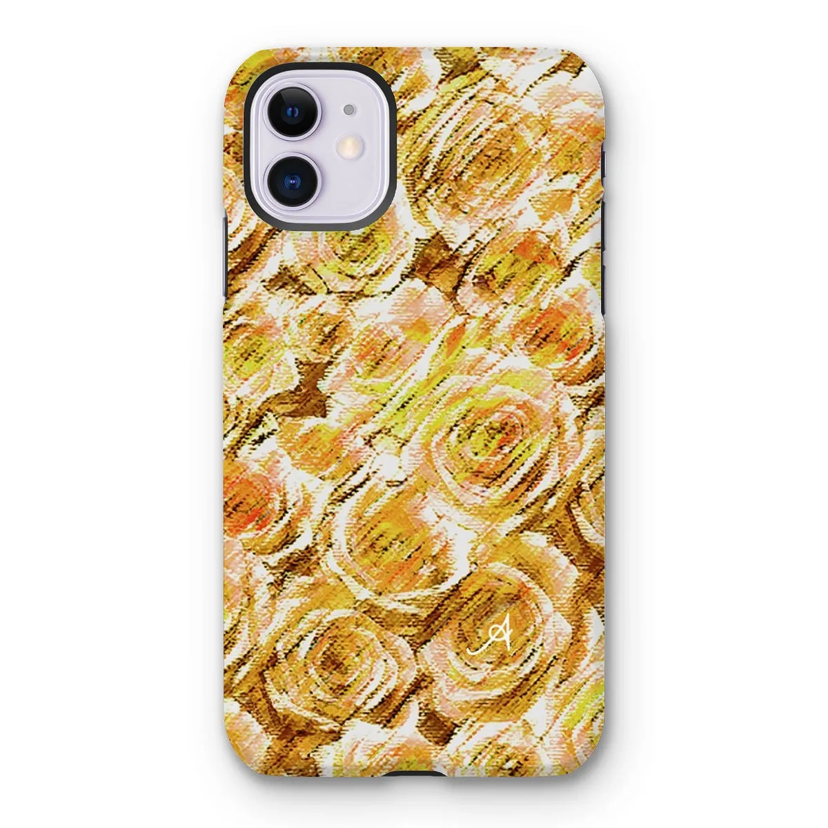 Textured Roses Mustard Amanya Design Tough Phone Case