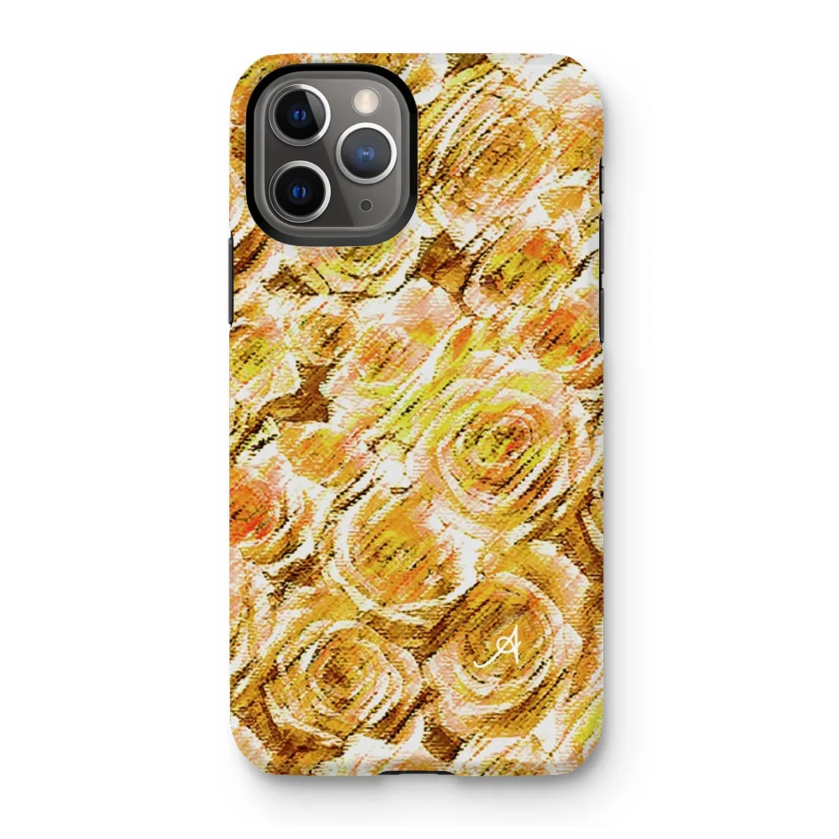 Textured Roses Mustard Amanya Design Tough Phone Case