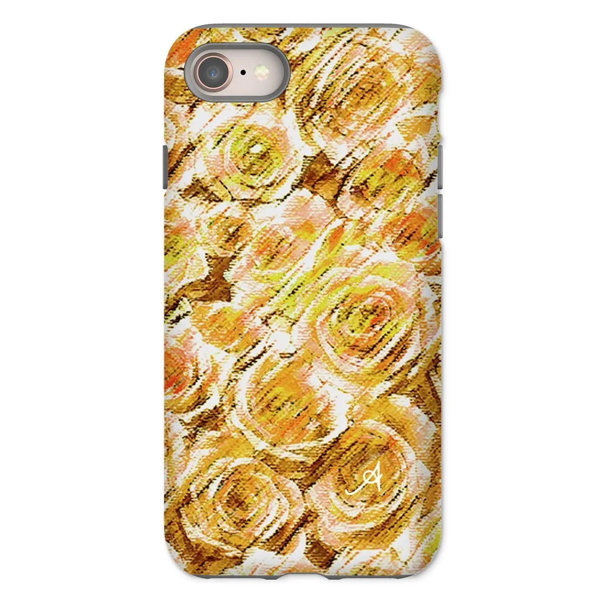 Textured Roses Mustard Amanya Design Tough Phone Case