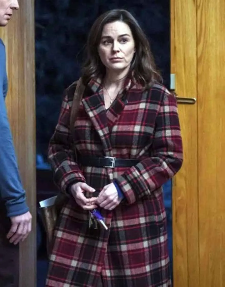 The Drowning Jill Halfpenny Checked Coat | Jodie Fringed Coat | Ujackets