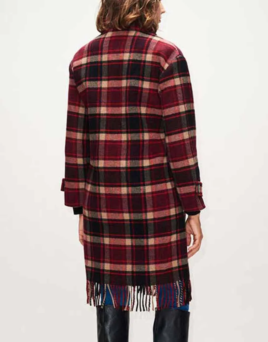 The Drowning Jill Halfpenny Checked Coat | Jodie Fringed Coat | Ujackets