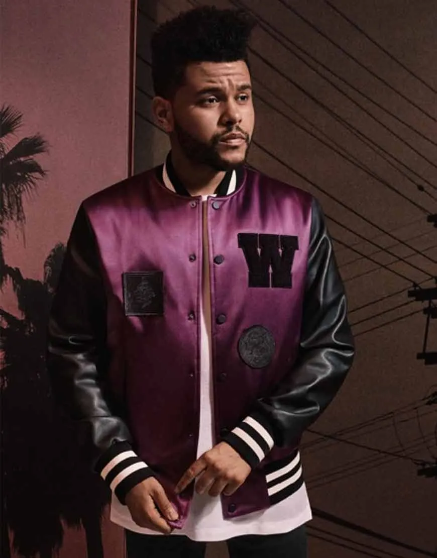 The Weeknd H&M Jacket | Abel Makkonen Purple Varsity Jacket