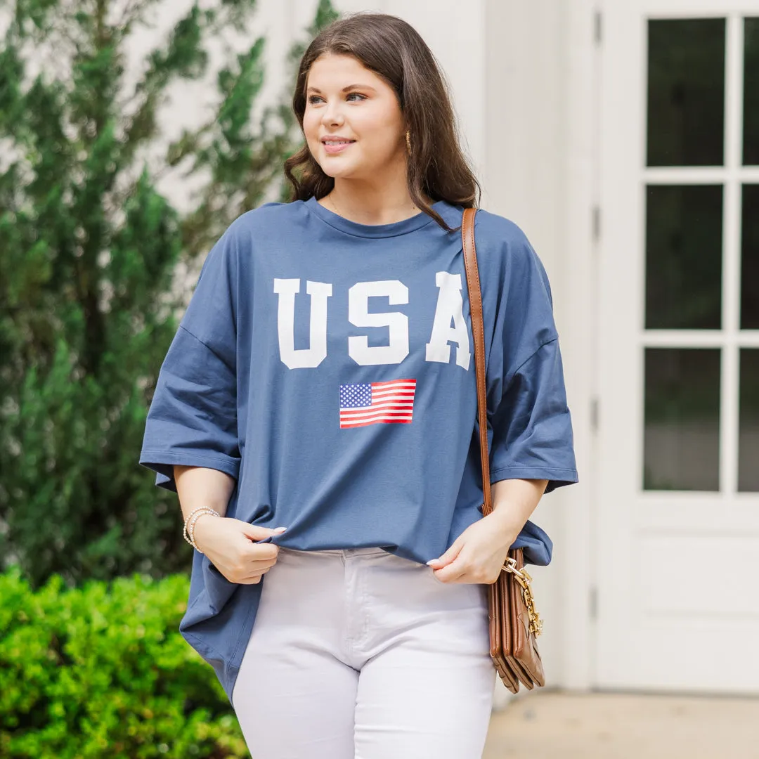 True American Spirit Boyfriend Tee, Navy