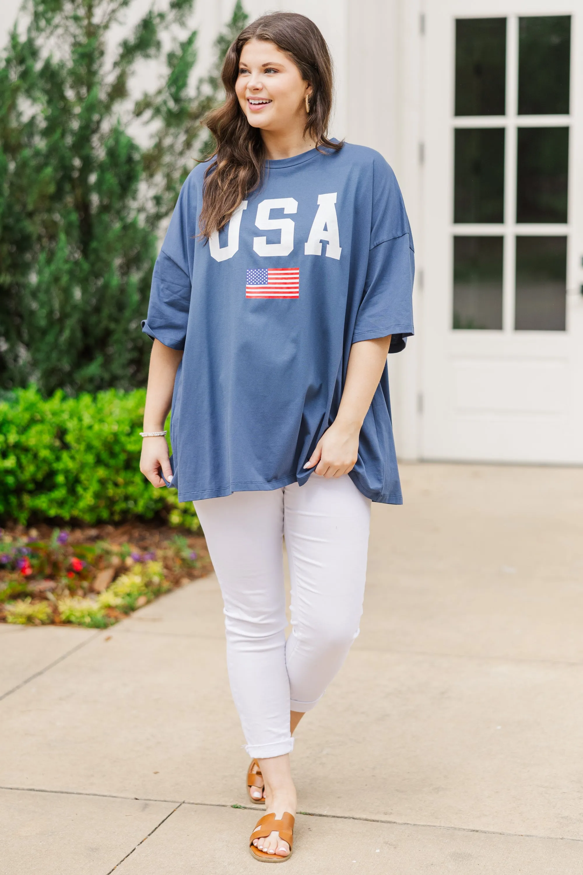 True American Spirit Boyfriend Tee, Navy