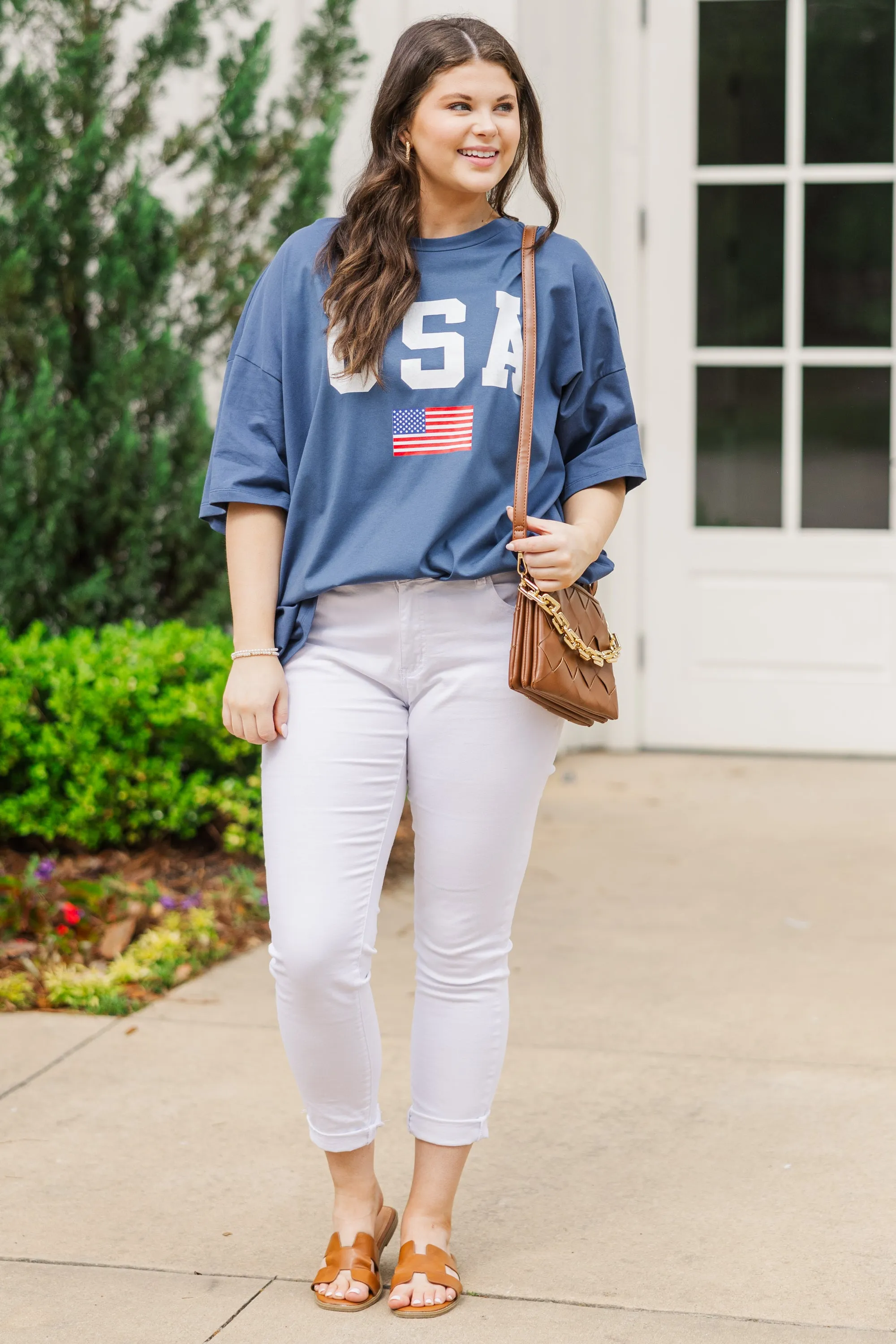 True American Spirit Boyfriend Tee, Navy