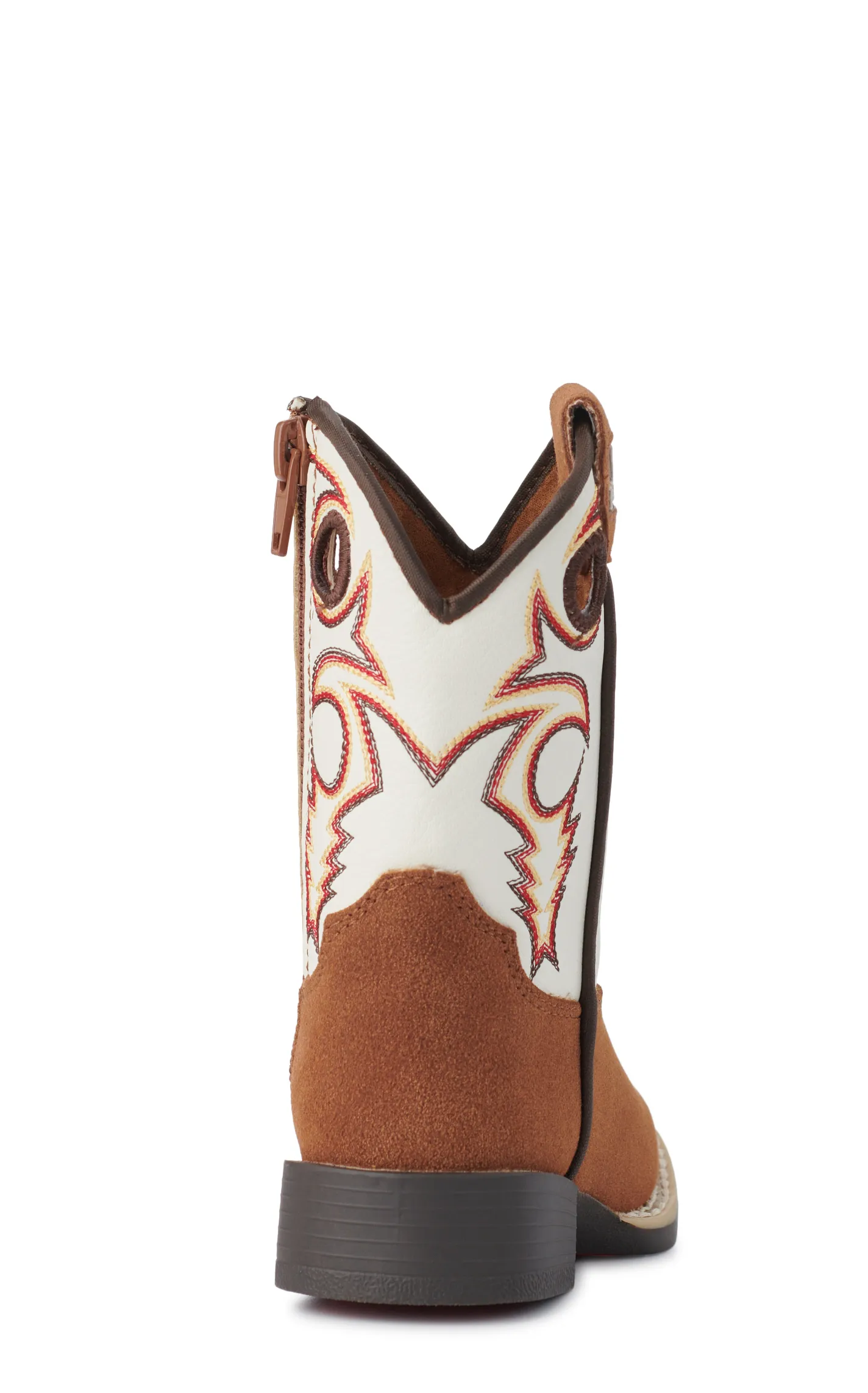 Twister Toddler Boys Trey White and Brown Roughout Wide Square Toe Cowboy Boots