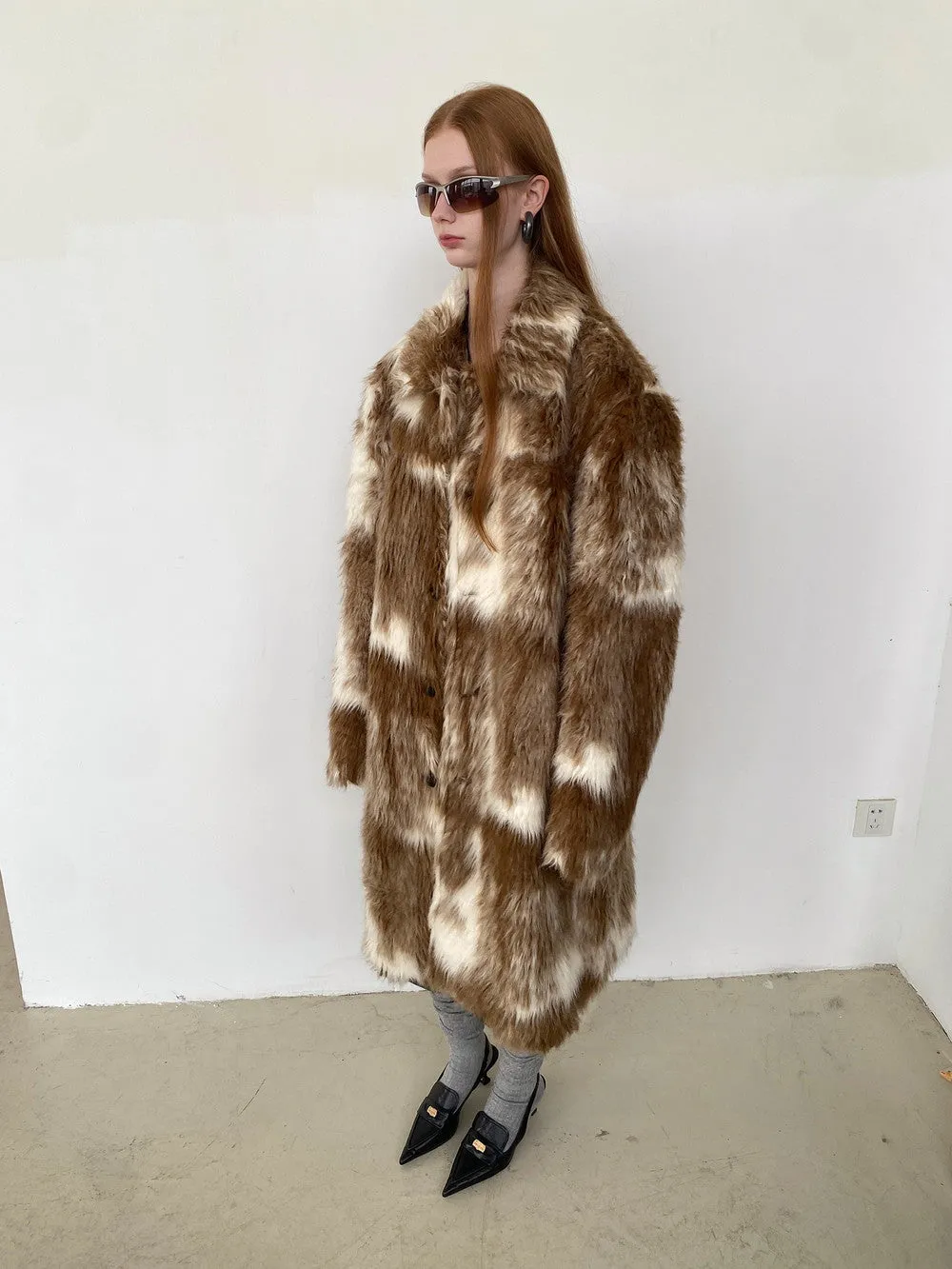 Unisex Fluffily Long Warm Wool Oversize Boa-Coat